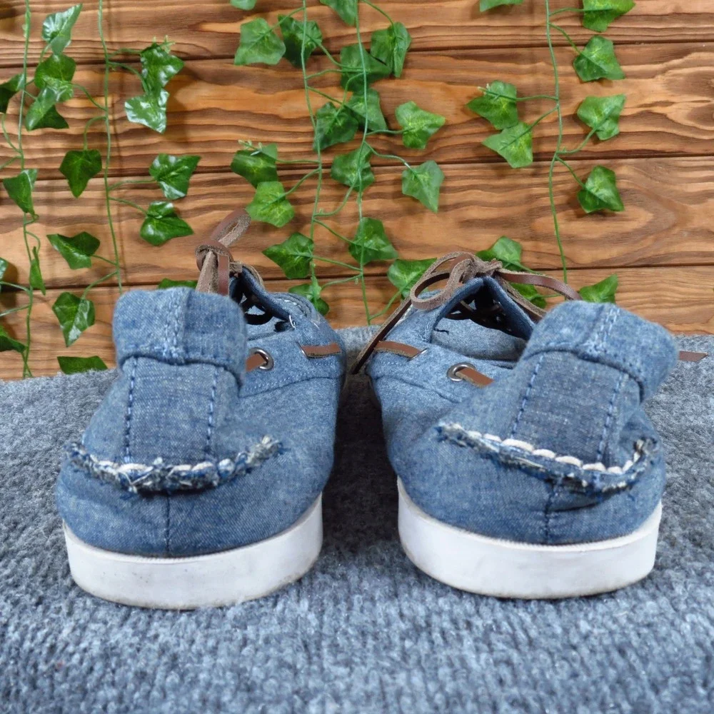 Old Navy Mens Denim Boat Shoe Size 10 Casual Coastal Blue Chambray Canvas